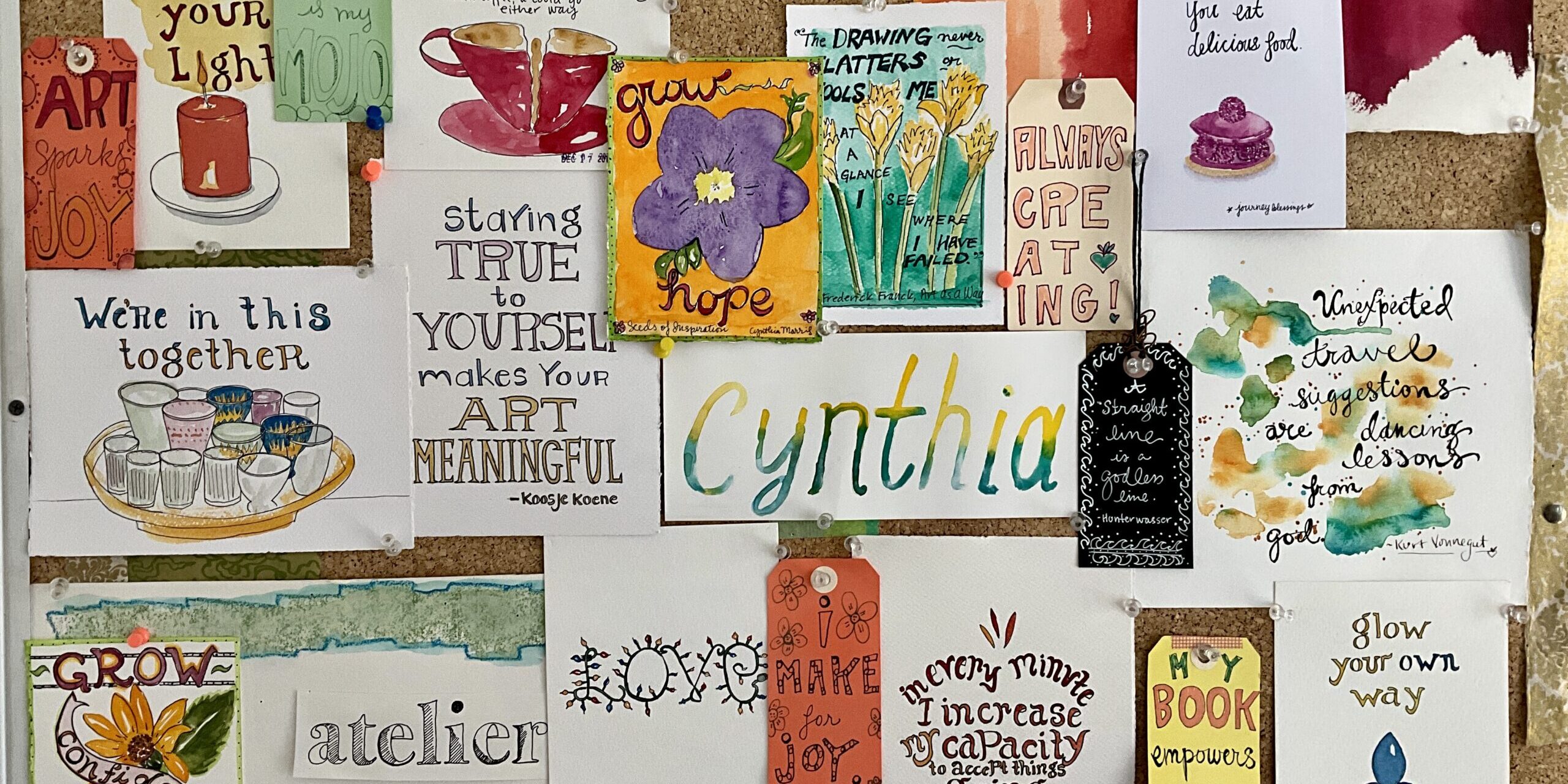 Cynthia Morris hand lettering samples personal mantra
